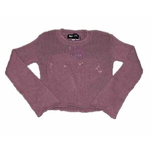 Cider x Bratz | Y2K Purple Curve Logo Open Knit Long Sleeve Sweater XS